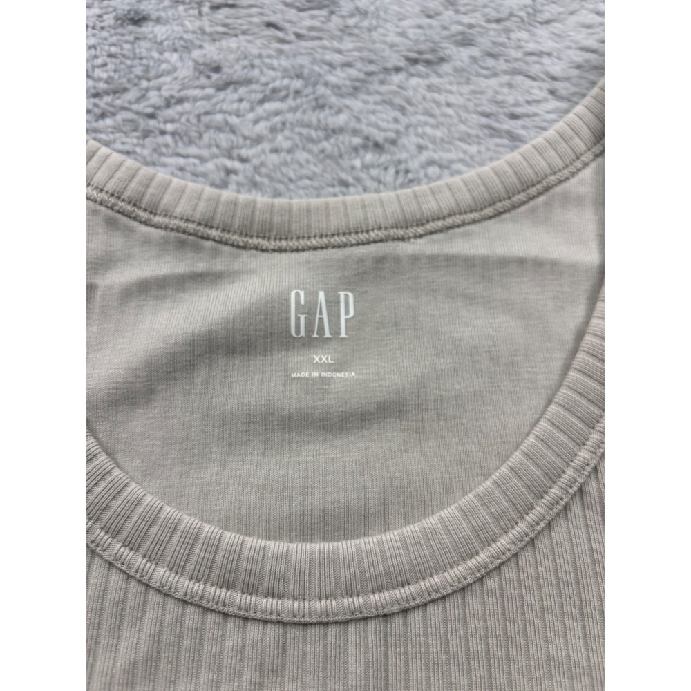 GAP Mens XXL Ribbed Tank Top Beige Tan Sleeveless Scoop Neck Basic New - Picture 2 of 6